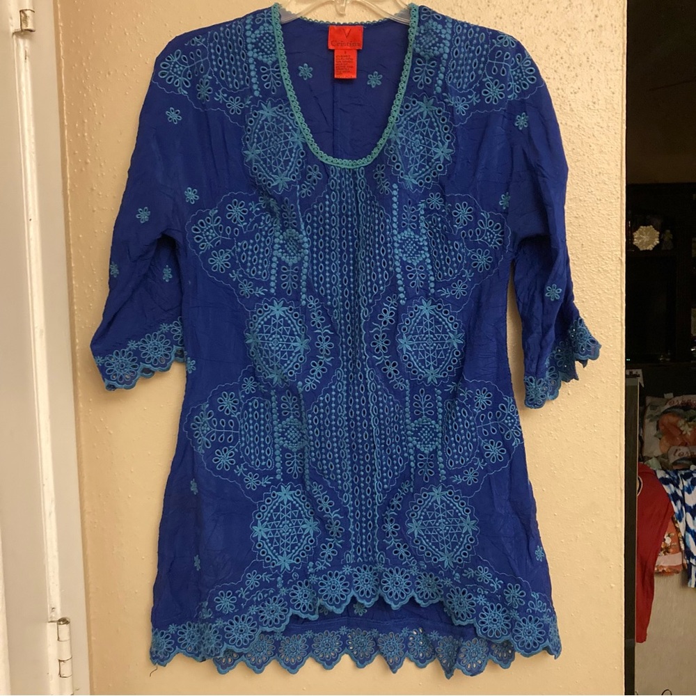 Blue Embroidered Top